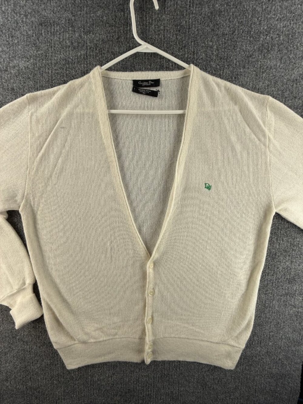 VTG Christian Dior Monsieur Sweater USA Logo All Acrylic Cardigan XL V-Neck Men